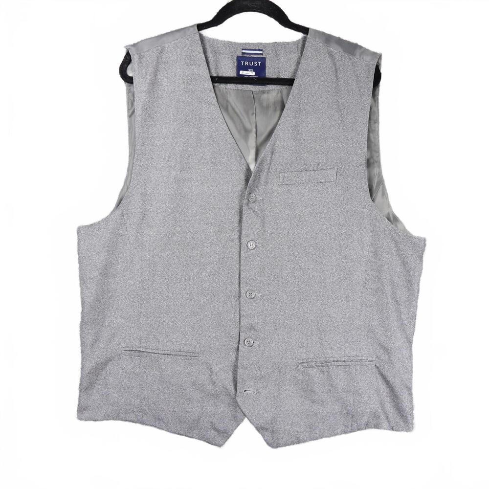 Trust Men's NWT Gray Sleeveless Vest Size XXL‎ Formal Suit